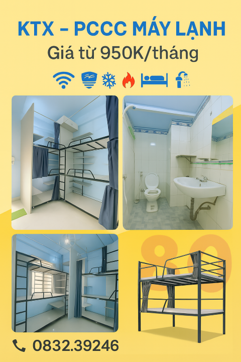 Ký túc xá Quận 10 giá rẻ bao điện nước, uy tính, nhiều tiện ích, Có khắp HCM